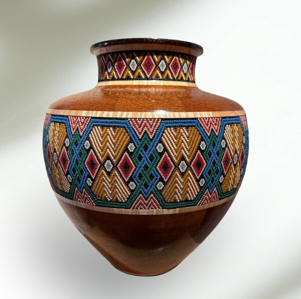 Beaded Vessel with Blue Patterns Legacy Gallery Inc.